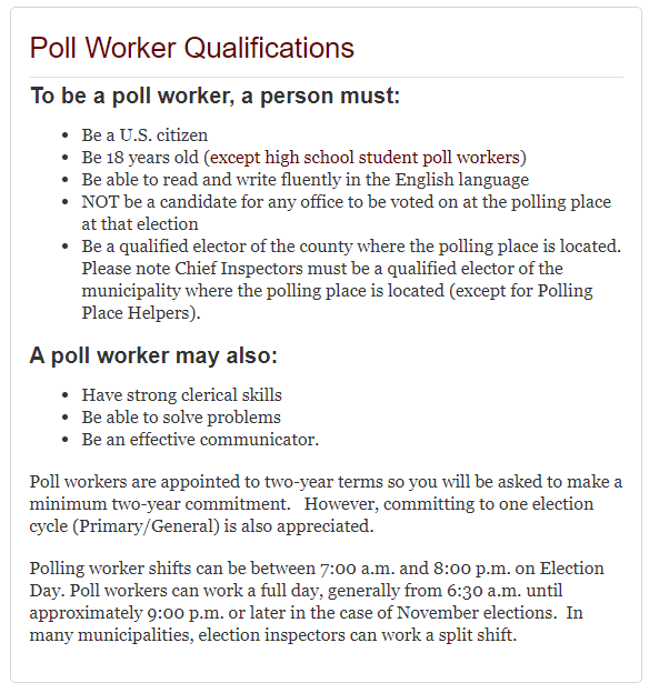 Poll Worker Eligibility1
